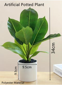 Kutis 1-Piece Artificial Potted Plant Modern Potted Ornament For Table Decoration Polyester Green/White 34x9.5 Centimeter  - Image 3