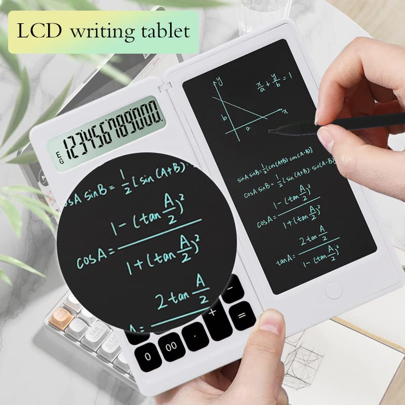 iPepul Desk Calculator, Desktop Small Calculators with Writing Notepad, Basic 4-Function Math Large Button Calculator, School Supplies for Kids, Middle/High School Students (White) - Image 4