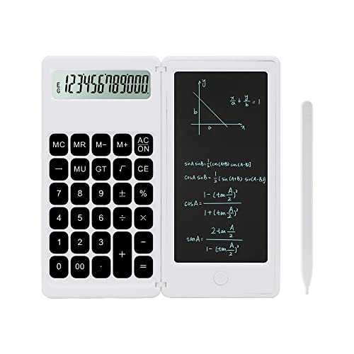 iPepul Desk Calculator, Desktop Small Calculators with Writing Notepad, Basic 4-Function Math Large Button Calculator, School Supplies for Kids, Middle/High School Students (White) - Image 1