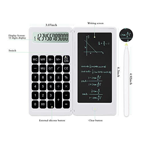 iPepul Desk Calculator, Desktop Small Calculators with Writing Notepad, Basic 4-Function Math Large Button Calculator, School Supplies for Kids, Middle/High School Students (White) - Image 3
