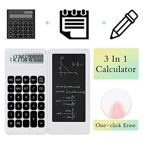 iPepul Desk Calculator, Desktop Small Calculators with Writing Notepad, Basic 4-Function Math Large Button Calculator, School Supplies for Kids, Middle/High School Students (White) - Image 2