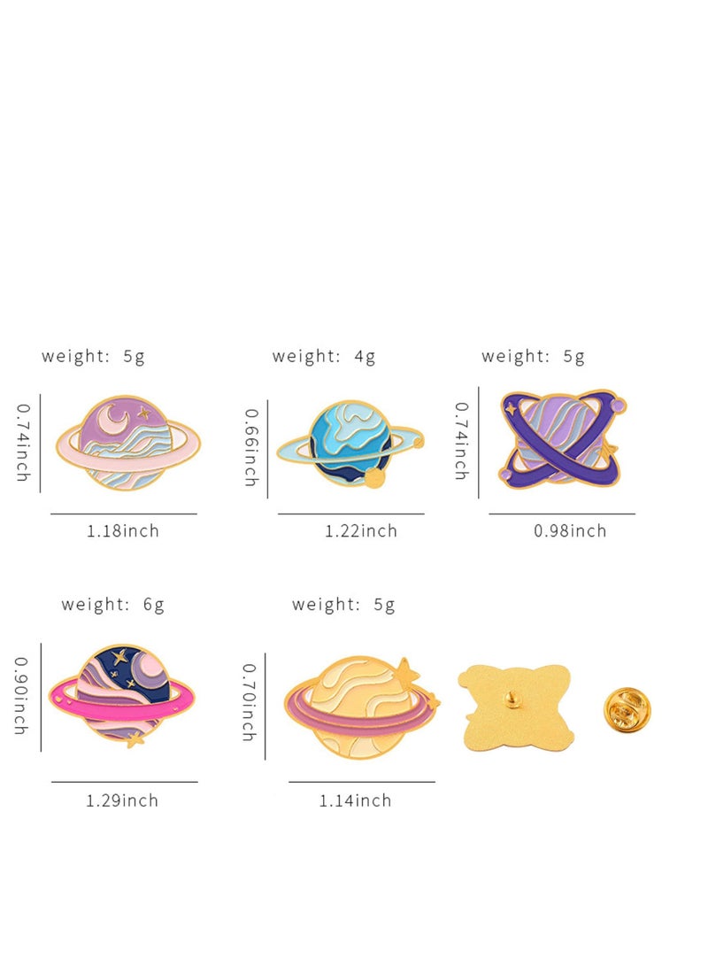 SYOSI Enamel Pins Cartoon Universe Planets Space System Alloy Brooch Exquisite Pink Star Planet Badge Lapel Pins for Men and Women Backpack Jacket Clothing Etc. (5 Pieces)  - Image 4
