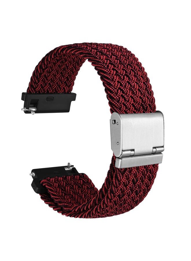 WOCCI 22mm Braided Nylon Watch Band for Men and Women, Quick Release, Silver Stainless Steel Buckle (Red Black)  - Image 1