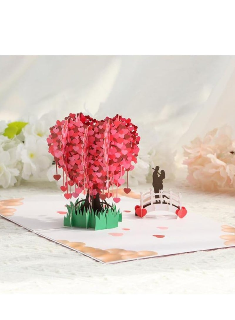 SOLARAE Tree Greeting 3D Pop Up Card, Creative Day Unique Happy Anniversary For Him Her In Supplies Handmade Proposal Wedding - Image 1