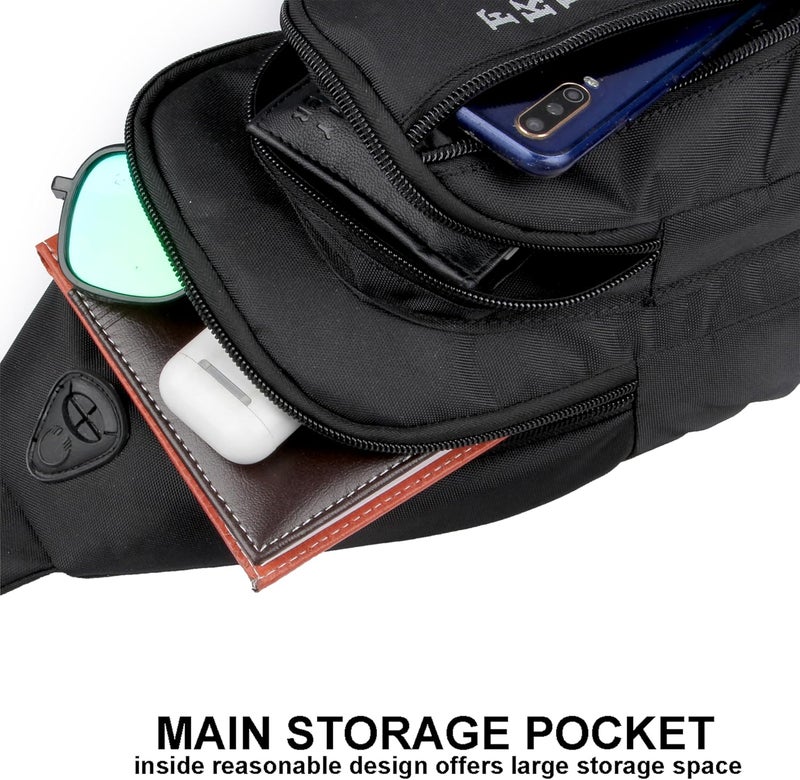 WORLD STAR Polyester Waist Pack Travel Handy Hiking Zip Pouch Document Money Phone Belt Sport Bag for Men and Women and Adult | Black | FKH Chester Black matti Bag - Image 4