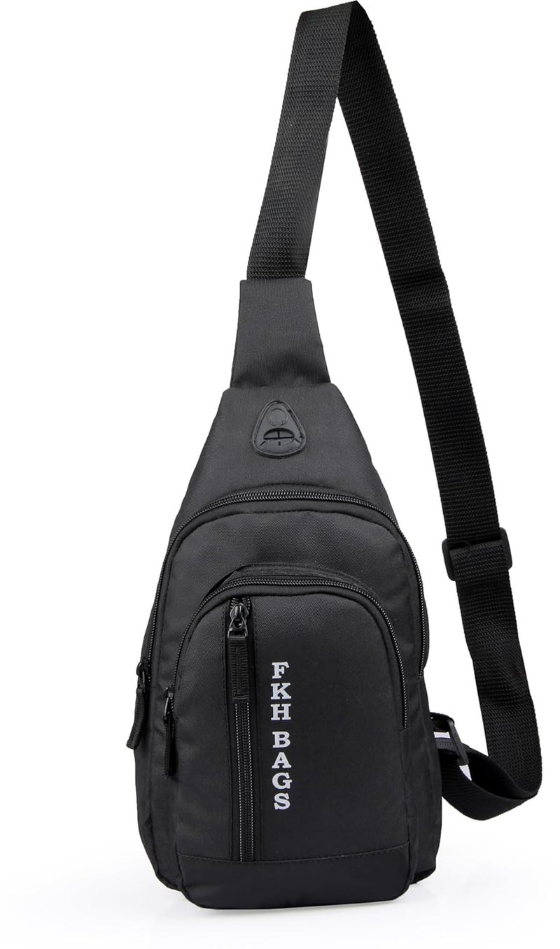 WORLD STAR Polyester Waist Pack Travel Handy Hiking Zip Pouch Document Money Phone Belt Sport Bag for Men and Women and Adult | Black | FKH Chester Black matti Bag - Image 1