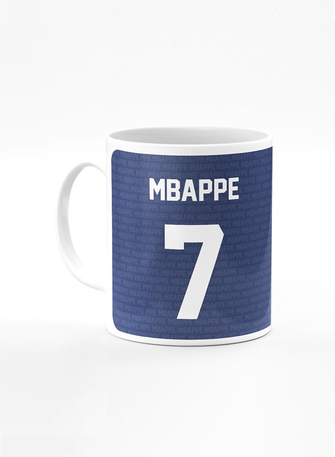 Stylizedd Designer Printed Coffee Mug with Heavy Duty Handle 11oz Ceramic Personalised Gift Mugs Cup- Football Mbappe Jersey no 7 Design C  - Image 1