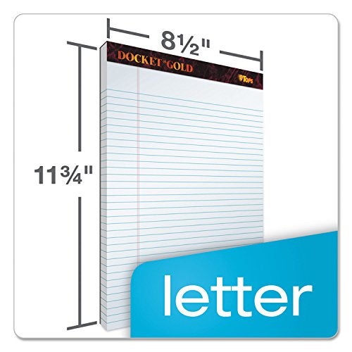 TOPS Docket Gold Writing Pads, 8-1/2 x 11-3/4, Legal Rule, White Paper, 50 Sheets, 12 Pack (63960) - Image 3
