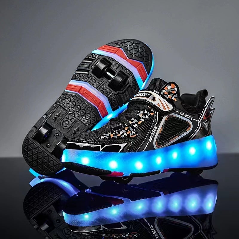 Children'S Shoes Boys Spring Girls Sports Invisible Four-Wheel Retractable Roller Skating Children'S Heloo Shoes - Image 1