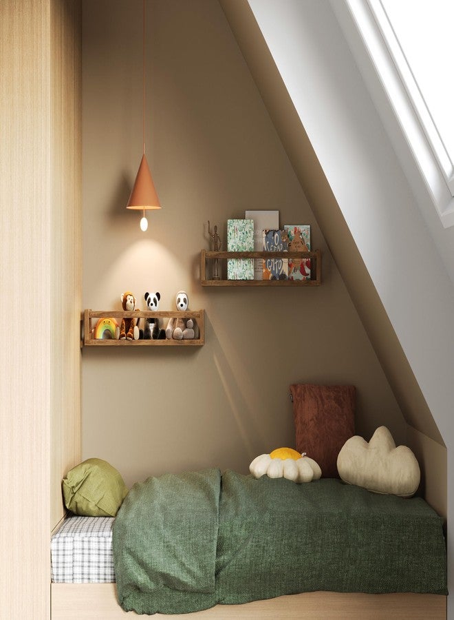 TidyCorner Upgraded Thick Floating Shelves - 24 Inch Multi-Use Wall-Mounted Bookshelves for Kids and Nursery, Ideal for Books, Toy, Spice Rack, Decor - Walnut Brown - Image 5