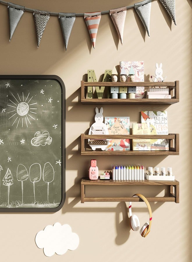 TidyCorner Upgraded Thick Floating Shelves - 24 Inch Multi-Use Wall-Mounted Bookshelves for Kids and Nursery, Ideal for Books, Toy, Spice Rack, Decor - Walnut Brown - Image 2