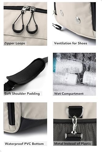 Fitgriff Gym Bag for Men Women with Shoe Wet Compartment Duffle Bag for Travel Sports Fitness Workout Beige 19 x 10 x 10 Small - Image 3