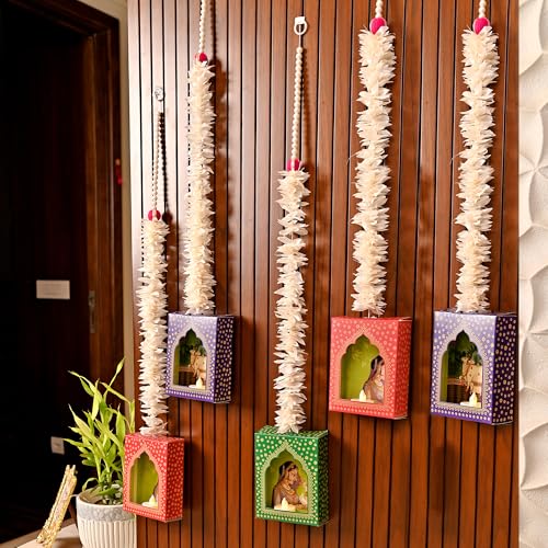 CraftVatika Diwali Decoration Items LED Jharokha Diya Set of 5, Diwali Decor Items, LED Candles Wall Hanging Decorations, DIY Craft Traditional Jharokha Wall Decor for Living Room Festive Gift - Image 2