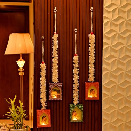 CraftVatika Diwali Decoration Items LED Jharokha Diya Set of 5, Diwali Decor Items, LED Candles Wall Hanging Decorations, DIY Craft Traditional Jharokha Wall Decor for Living Room Festive Gift - Image 3