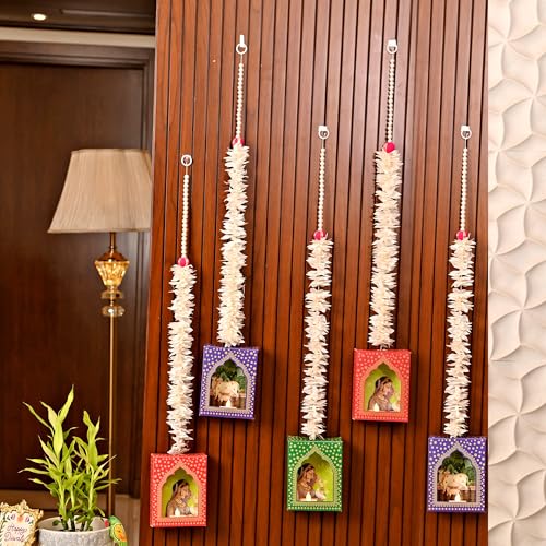 CraftVatika Diwali Decoration Items LED Jharokha Diya Set of 5, Diwali Decor Items, LED Candles Wall Hanging Decorations, DIY Craft Traditional Jharokha Wall Decor for Living Room Festive Gift - Image 1