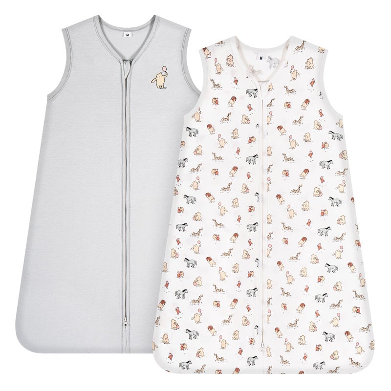 TILLYOU 2 Pack Baby Sleep Sack 12-18 Months 100% Cotton Wearable Blanket 0.5 TOG Sleeveless Summer Sleep Sacks with 2-Way Zipper, Bear Forest & Grey - Image 1