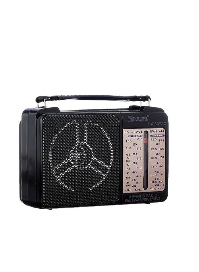 Golon High sensitivity portable radio by Golon RX-607AC - Black. - Image 4