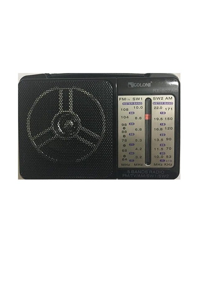 Golon High sensitivity portable radio by Golon RX-607AC - Black. - Image 3