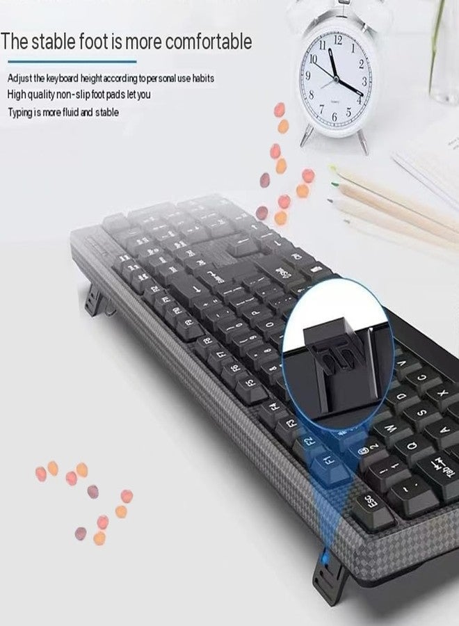 Guiheng Wired Computer Keyboard, Plug Play USB, Large Number Pad, LED Indicators，Ergonomic, Foldable Stands,Anti-Wear Letters Full Size Keyboard,for Windows Mac PC Laptop-Black - Image 5
