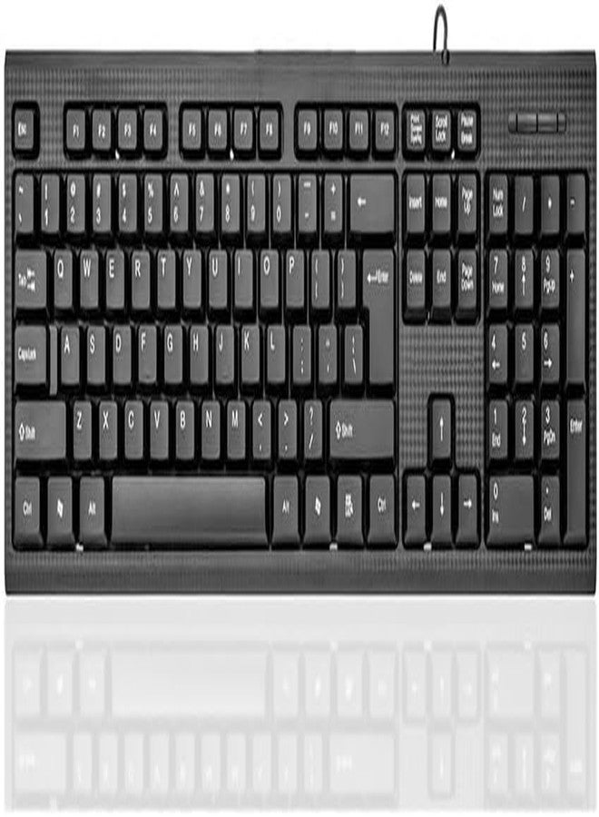 Guiheng Wired Computer Keyboard, Plug Play USB, Large Number Pad, LED Indicators，Ergonomic, Foldable Stands,Anti-Wear Letters Full Size Keyboard,for Windows Mac PC Laptop-Black - Image 1