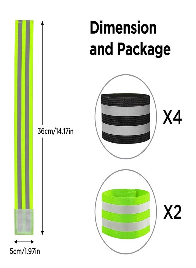 Motroce 6 PCS Reflective Band for Night Running Walking, Reflective Bands for Arm/Leg, Night Safety Wrist Band for Cycling Walking Running Concert Camping Outdoor Sports(Black and Green) - Image 3