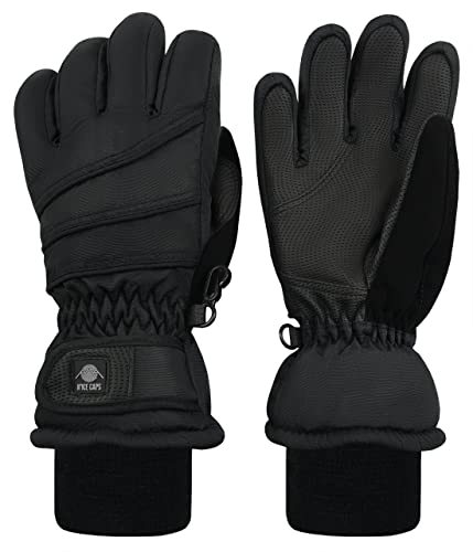 N'Ice Caps Kids Waterproof Winter Thinsulate Warm Gloves (Black, 10-12 Years) - Image 1