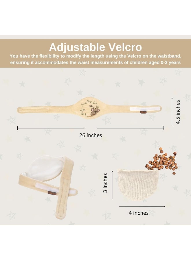 Pafuly Baby Colic Gas and Upset Stomach Relief for Newborns-100% Cherry Seed-Heated Tummy Wrap-Colic Baby Swaddling Belt for Natural Relief–Soothing and Calming (Beige) - Image 4