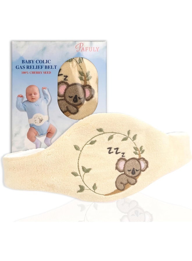 Pafuly Baby Colic Gas and Upset Stomach Relief for Newborns-100% Cherry Seed-Heated Tummy Wrap-Colic Baby Swaddling Belt for Natural Relief–Soothing and Calming (Beige) - Image 1