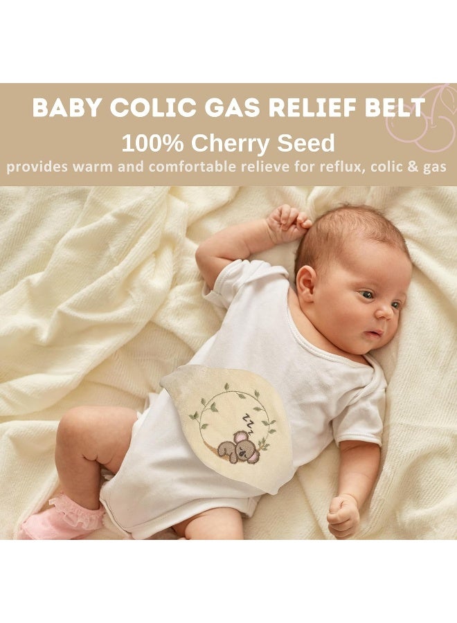 Pafuly Baby Colic Gas and Upset Stomach Relief for Newborns-100% Cherry Seed-Heated Tummy Wrap-Colic Baby Swaddling Belt for Natural Relief–Soothing and Calming (Beige) - Image 2