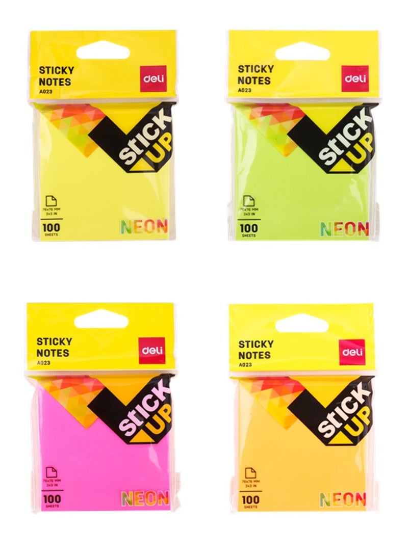 Deli ملاحظات لاصقة 4 وسادات بحجم 3x3 بوصة متعددة الألوان - Image 1