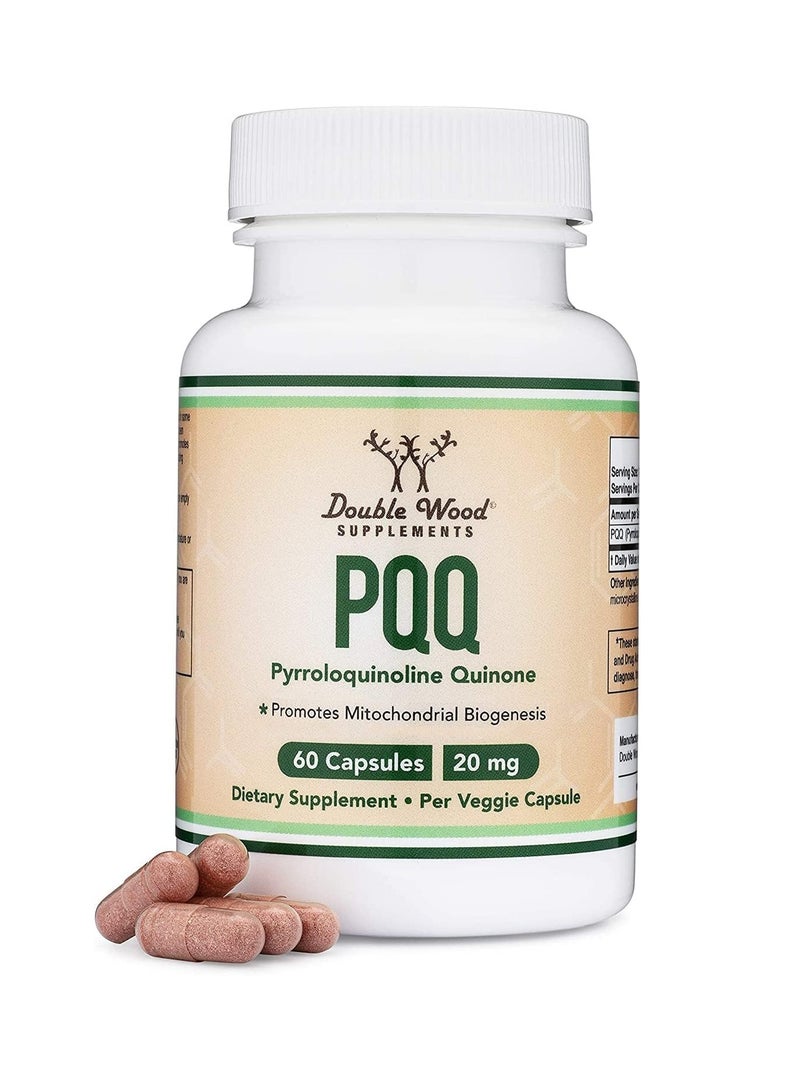 PQQ (بيرولوكينولين كينون) يعزز مستويات أنزيم الميتوكوندريا ATP المساعد، ومحسن الطاقة ودعم النوم 20 مجم، 60 كبسولة - Image 1