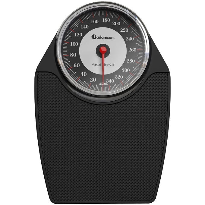 A24 SCALES FOR BODY WEIGHT UP TO 350 LB NEW ANTISKID RUBBER SURFACE EXTRA LARGE NUMBERS HIGH PRECISION BATHROOM SCALE ANALOG DURABLE WITH 20YEAR ASSURANCE BLACK