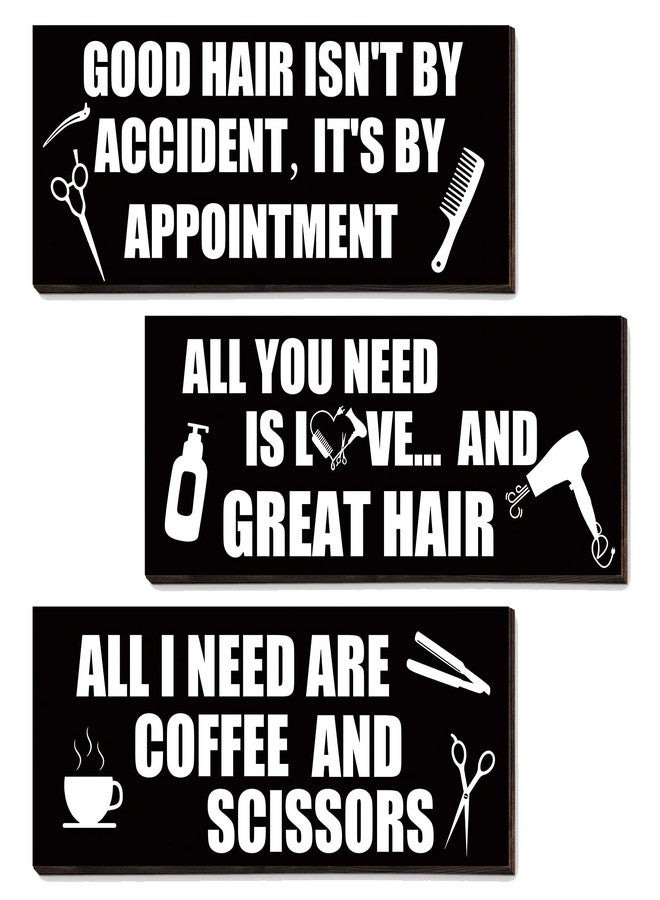 Jetec 3 Pcs Hair Salon Decor Christmas Hair Stylist Sign Gift Ideas Hairdresser Wood Hanging Sign Decor Rustic Salon Decoration for Hairs Stylist Barber Shop Beauty Shop Walls Arts Decoration - Image 1