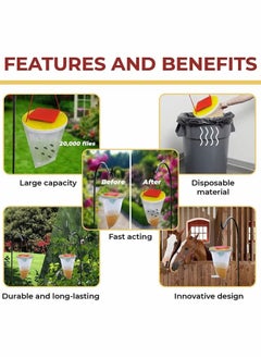 Excefore Fly Catcher, 2 Pack FlyTrap Outdoor Hanging Disposable Ranch Fly Trap Catcher Bag with Fly Bait, Fly Killer Repellent for Outdoor Garden, Farm, Horse Barn  - Image 2