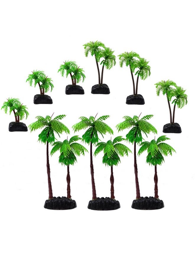 إم تو سي بريدج M2cbridge بلاستيك شجرة جوز الهند حوض السمك نباتات جوز الهند شجرة النخيل لحوض السمك ديكور حوض السمك (9 قطع) - Image 1