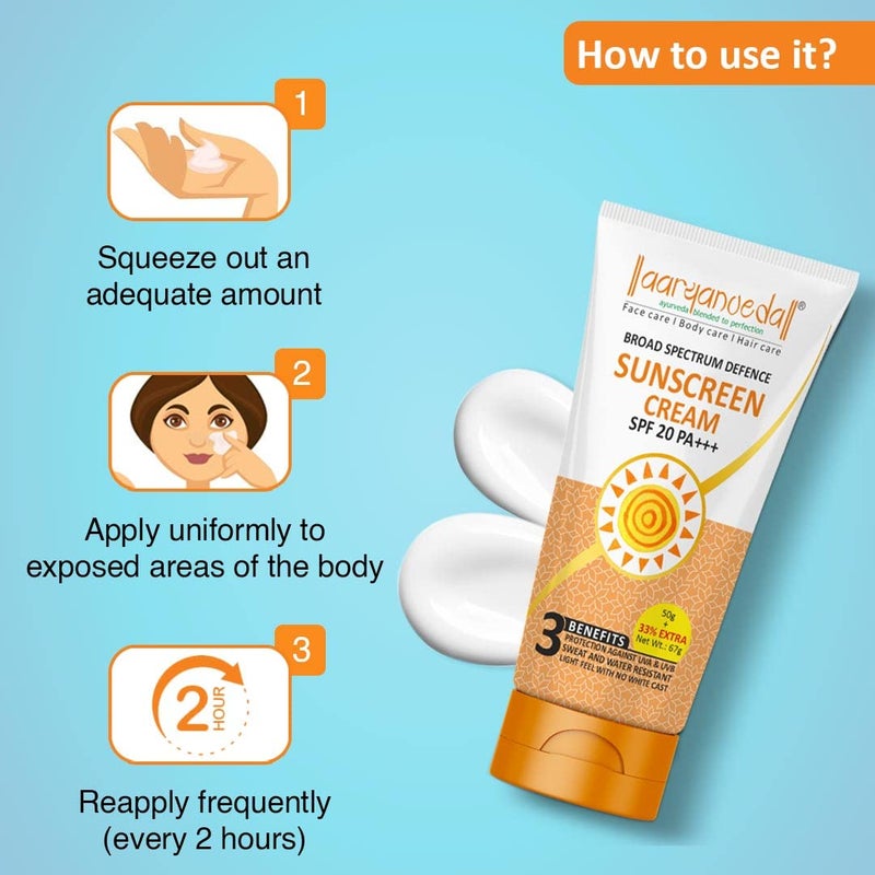 Aryanveda كريم واقي الشمس أريانفيدا SPF 20 PA حماية من الأشعة فوق البنفسجية للنساء والرجال مع ترطيب طوال اليوم للبشرة الجافة والعادية 67 جرام - Image 4