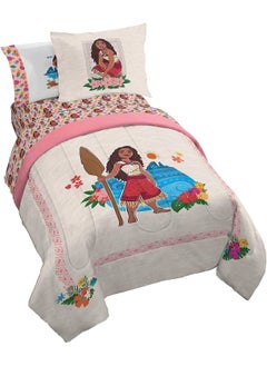 Jay Franco Jay Franco Disney Moana Twin Comforter Set - 5 Piece Bedding Includes Sheet Set & Pillow Covers - Super Soft Floral Cozy Bedding  - Image 1