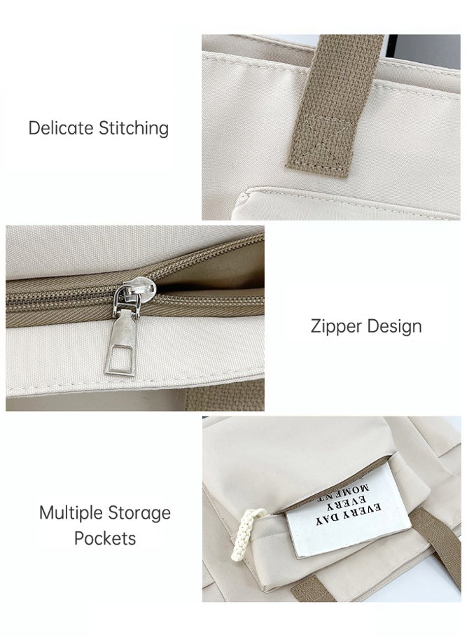 SHABILI Women's Large Capacity Tote Bag, Ladies Capacity Shoulder Bag Tote Bags Shopping Bag Ladies Bag Canvas Bag Satchel Bag, Durable Canvas Material with Zipper Pockets for Office School Travel and Mom Use - Image 3