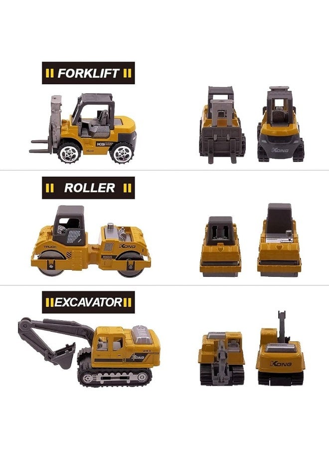 Dreamon Kids Diecast Construction Vehicles Metal Engineering Cars Set Toys Play Trucks for Boys Age 3 4 Birthday Party Supplies Cake Topper (Pack of 6) - Image 4
