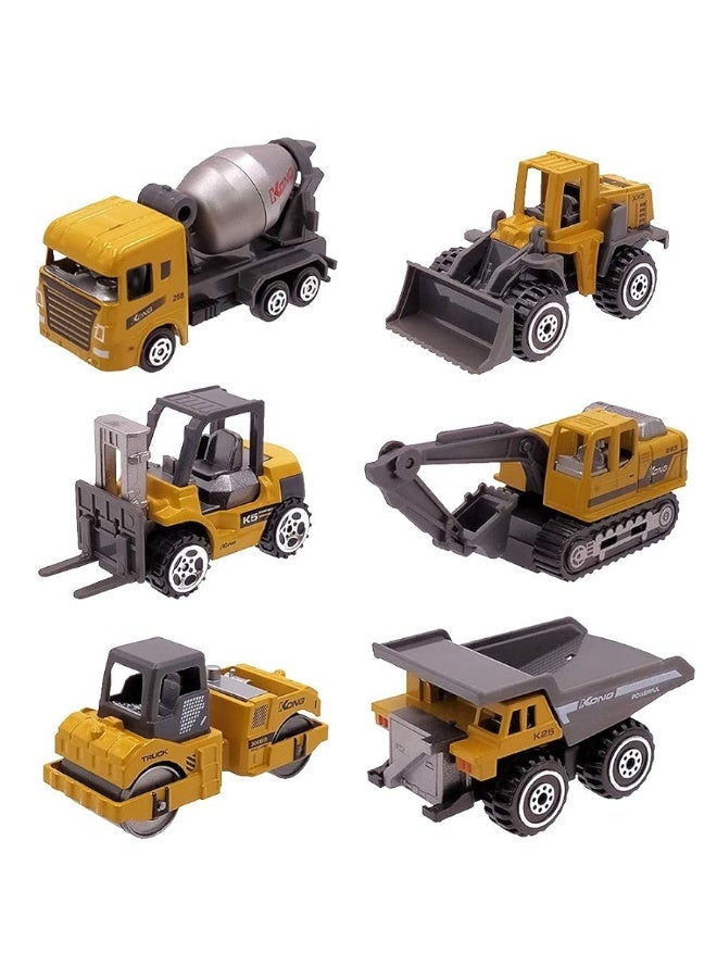 Dreamon Kids Diecast Construction Vehicles Metal Engineering Cars Set Toys Play Trucks for Boys Age 3 4 Birthday Party Supplies Cake Topper (Pack of 6) - Image 3