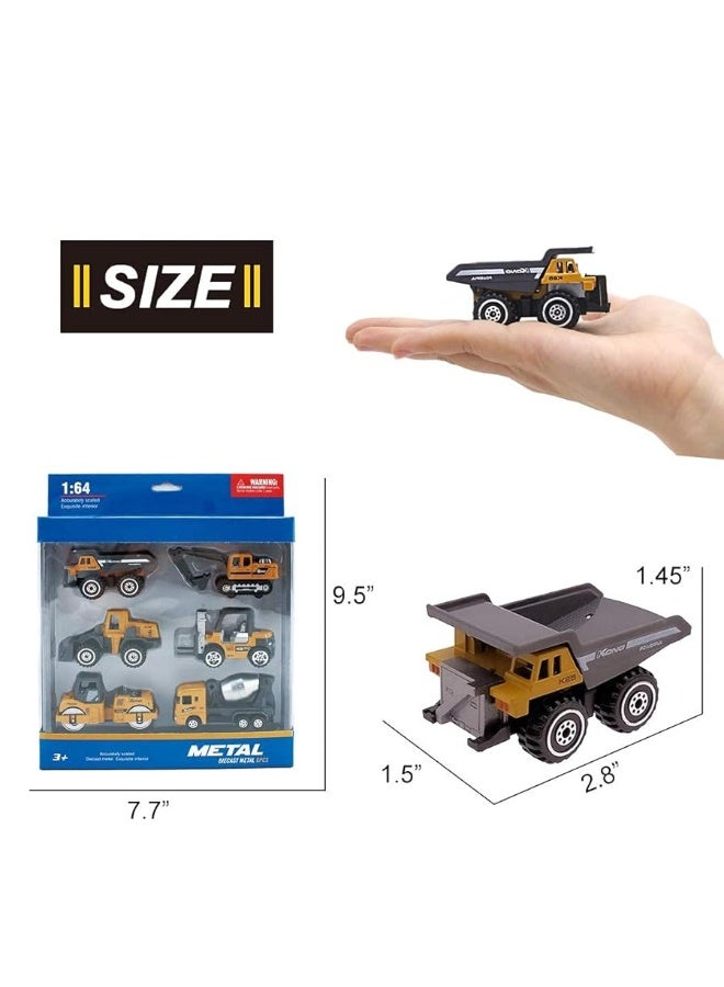 Dreamon Kids Diecast Construction Vehicles Metal Engineering Cars Set Toys Play Trucks for Boys Age 3 4 Birthday Party Supplies Cake Topper (Pack of 6) - Image 5