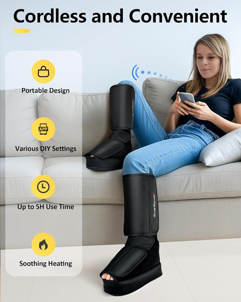 Comfytemp مدلك القدم والساق بدون سلك من كومفيتمب مع حرارة هدايا يوم الأب للآباء والرجال والأزواج مؤهل لـ FSA و HSA مدلك قابل لإعادة الشحن للساقين والقدمين لتحسين الدورة الدموية وتخفيف الألم يناسب مقاس 6 إلى 10 - Image 3