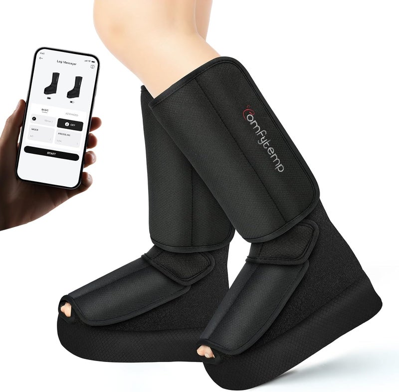 Comfytemp مدلك القدم والساق بدون سلك من كومفيتمب مع حرارة هدايا يوم الأب للآباء والرجال والأزواج مؤهل لـ FSA و HSA مدلك قابل لإعادة الشحن للساقين والقدمين لتحسين الدورة الدموية وتخفيف الألم يناسب مقاس 6 إلى 10 - Image 1