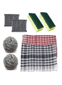 SINCO Utility World Scrub Sponges, Steel Scrubbers Pad and Kitchen Cleaning Towel/Napkin Table Wipe - Pack of 8  - Image 1