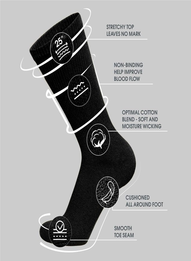 Brooklyn Socks 12 Pairs of Cotton Diabetic Non-Binding Neuropathy Crew Socks (Black - Size 10-13) - Image 2