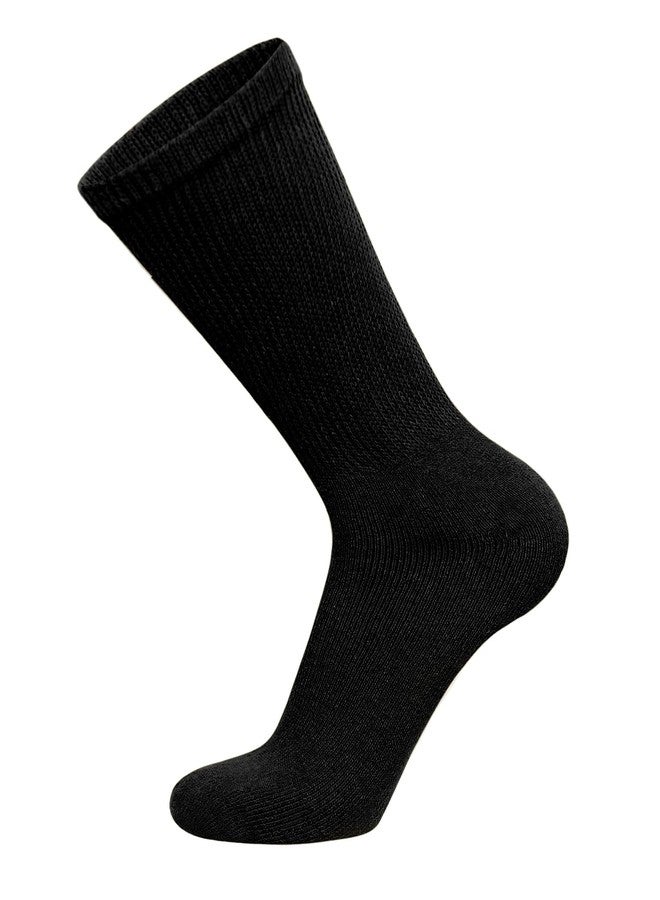 Brooklyn Socks 12 Pairs of Cotton Diabetic Non-Binding Neuropathy Crew Socks (Black - Size 10-13) - Image 3