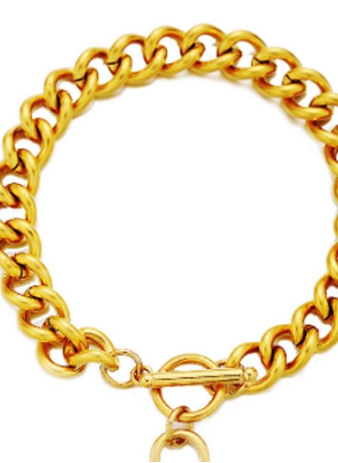 5esha - Gold Chain Bracelet With Lock Pendant - Image 1