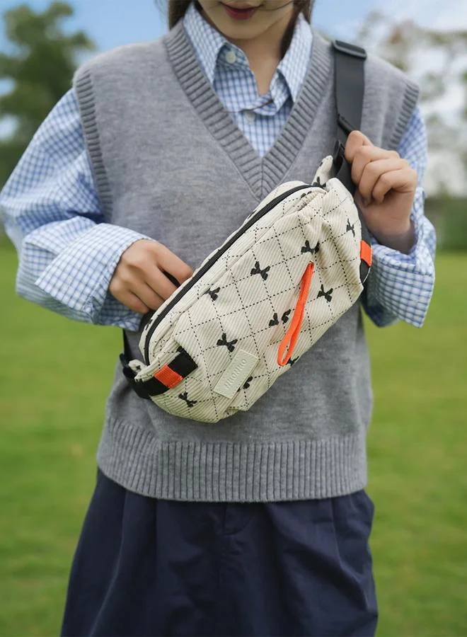 Take Two White Bow Printed Crossbody Bag