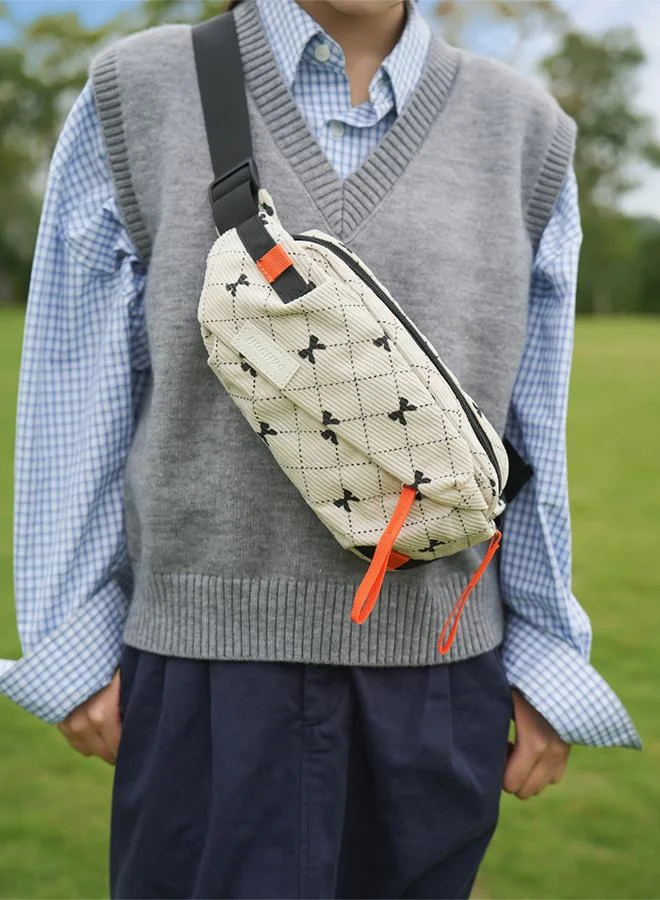 Take Two White Bow Printed Crossbody Bag
