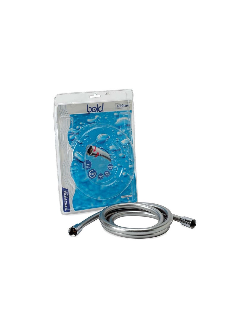 Bold Stainless Steel Shower Hose 1.7m – Double Interlock Anti-Twist Design – Chrome Silver Finish – High Flexibility – Long-Lasting Durable Brass Connections - Image 3